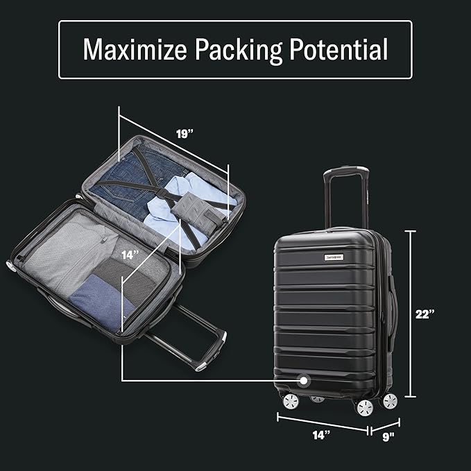 Samsonite Omni 2 Hardside Expandable Luggage with Spinner Wheels, 19X14X9 CARRY-ON SPINNER, CARIBBEAN BLUE