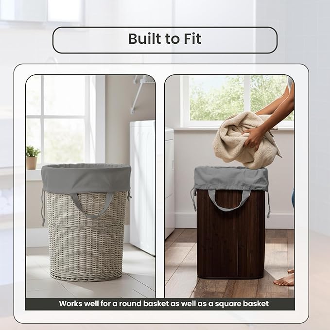 LFH Home Cotton Canvas Large Laundry Bag with Handle, Heavy Duty Drawstring Closure Washable Laundry Bags, School Travel, Home, Hotel, College Dorm, Organizer Sack, Toys Clothes 20x30 (Pack of 2)-Grey
