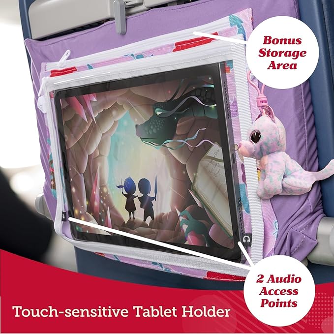 Lusso Gear Airplane Tray Table Cover for Kids - Mermaids Pattern - Toddler Airplane Travel Essentials & Snack & Tablet Organizer - Plane Activities for Toddlers 1-3