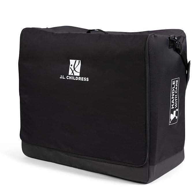 J.L. Childress Universal Stroller Travel Bag for Airplane - Fits Most Baby Strollers, Flying Essentials, Airport Accessories for Gate or Luggage Check, ID Card, AirTag Compatible - Medium, Unpadded