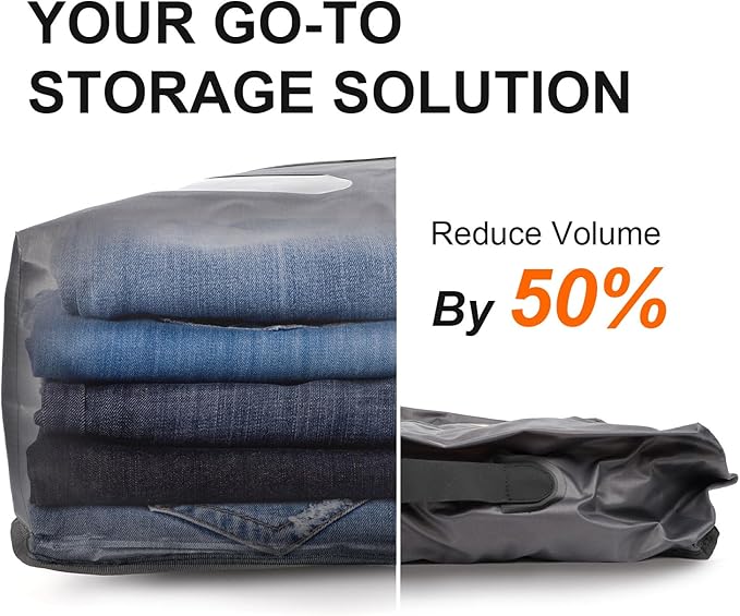 Niveaya Vacuum Bags for Travel with Wireless Pump, Reusable Compression Storage Bags for Suitcases & Closet, Space Saver, Waterproof & Durable