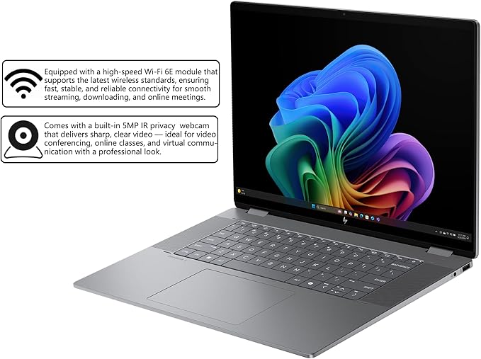 HP OmniBook X Flip Copilot+ AI PC 2-in-1 Laptop | 16" WUXGA Touch (400nits) | AMD 6-core Ryzen AI 5 340 (Up to 50 Tops) | 16GB DDR5 2TB SSD | Backlit 5MP IR Privacy Camera Win11Pro w/DLCA Accessory