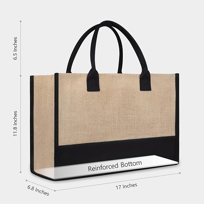 TOPDesign Initial Jute/Canvas Tote Bag, Personalized Present Bag, Suitable for Wedding, Birthday, Beach, Holiday, is a Great Gift for Women, Mom, Teachers, Friends, Bridesmaids (Letter R)