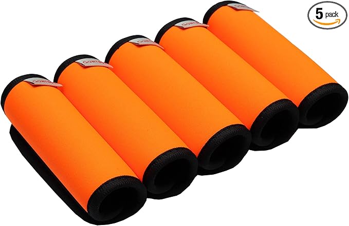 Neoprene Luggage Handle Wrap 5pcs Pack Neon Luggage Tags/Identifiers Bright Luggage Markers Airport Travel Accessories for Luggage/Suitcase Fluorescent Orange