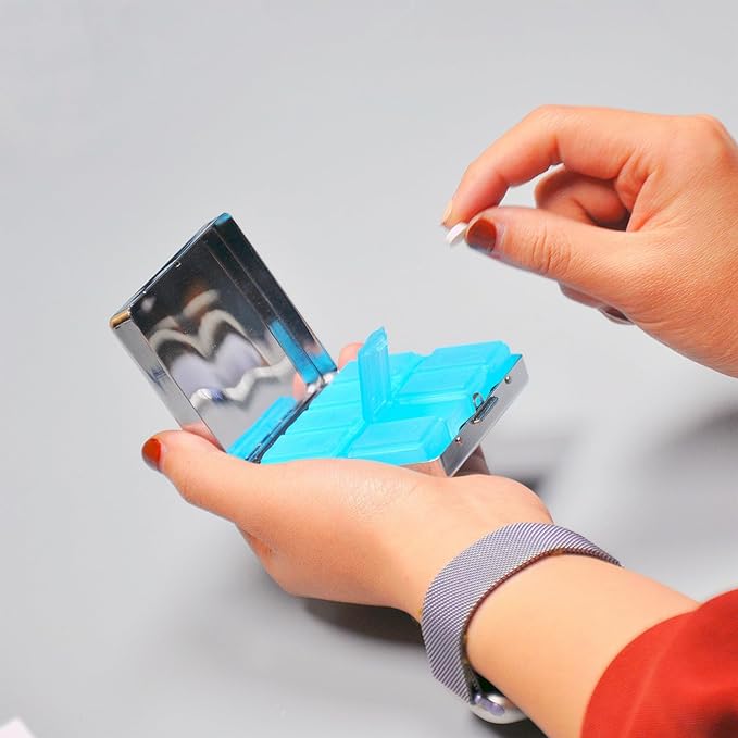 Cute and Stylish Metal Pill Box - Compact Portable Pill Organizer with 8 Compartments, Food-Grade Divider, Ideal for Travel, Vitamins, Jewelry, Cosmetics (Skull Bouquet)