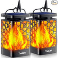 TomCare Solar Lanterns Outdoor Upgraded Flickering Flame Waterproof Hanging Lanterns Decorative Solar Powered LED Christmas Lights for Patio Deck Yard, 2 Pack