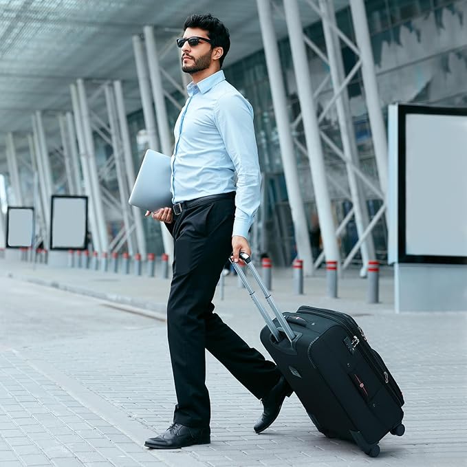 Softside Expandable Luggage with 4 Spinner Wheels, Durable Checked-Luggage Suicase (Black, 29-Inch)