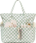 LEDAOU Large Beach Tote Bag Women Waterproof Sandproof Zipper Beach Tote Bag for Pool Gym Grocery Travel with Wet Pocket
