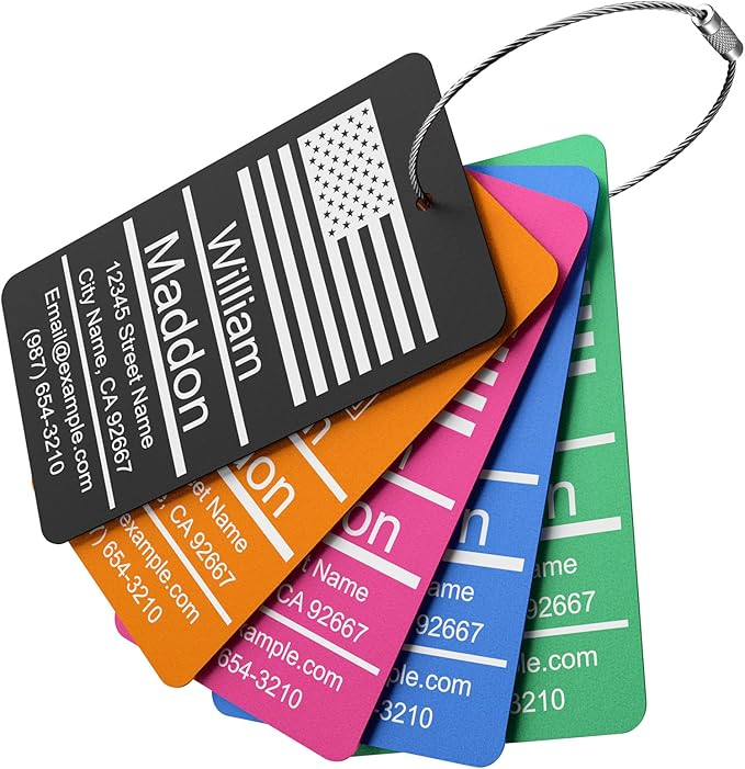 Luggage Tag for Suitcase - Personalized Engraved Metal Gold Tag for Cruise Travel - Custom Name Tags Suitable for Bags and Backpacks No Underline (2x3.5 inch)