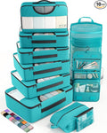 Veken 10 Set Packing Cubes for Kids & Toddler, Airplane Travel Essentials, Beach Vacation & Road Trip Suitcase Organizer Bags Set for Luggage, with Hanging Toiletry & Shoe Bag