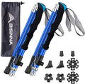 BISINNA Collapsible Trekking Hiking Poles- 2 Pack Folding Aluminum Walking Sticks with Quick Lock System 4 Season Accessories,Telescopic, Adjustable, Lightweight for Men Women