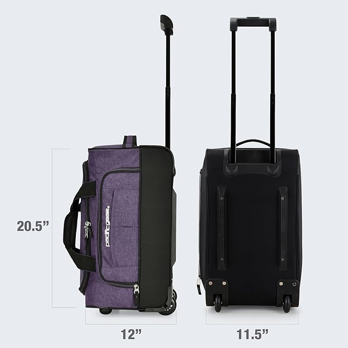 Pacific Gear Rolling Duffel Bag with Wheels, Luggage, Hockey, Sports, XL, Rollers, Heavy Duty 21"