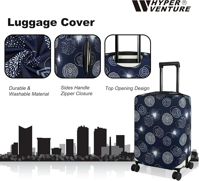 HYPER VENTURE Washable Luggage Cover - Fashion Suitcase Protector Fits 23-26 Inch Luggage (Sparkler, M)