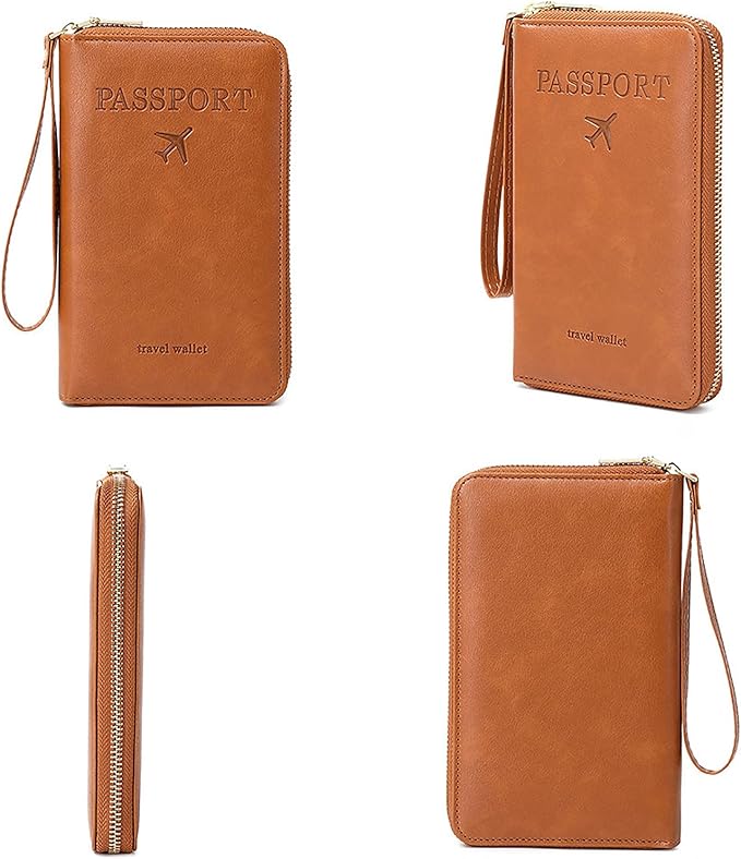 Rowgins Rfid Blocking Passport Holder Wallet, Rowgins Rfid Passport Holder with Zipper, PU Leather PassportHolder for Travel (SKY BLUE)