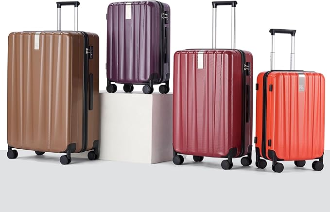 Hanke Luggage Sets 2 piece Carry On Luggage with Wheels PC Hard Shell Suitcases Lightweight Checked Travel Luggage Large Travel Suitcase Woman Men 20/29 Inch （Brown）