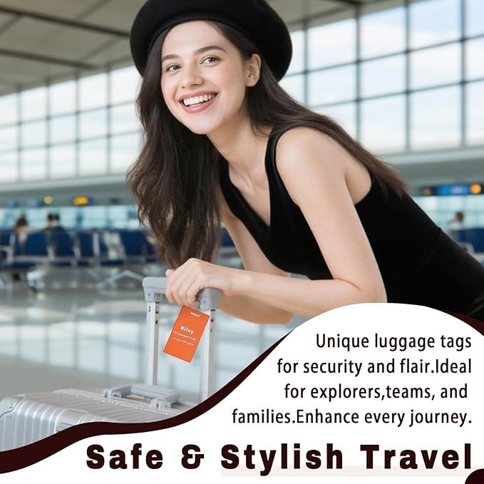 4 pcs Personalized Luggage Tags for Travel Durable Aluminium Luggage Tags for Suitcases Custom Bag Tags for Backpacks Heavy Duty Personalized Baggage Tags for Birthday Gifts(Small,Black)