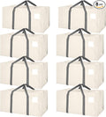 8 Pack Extra Large Moving Bags Heavy Duty Packing Bags with Extra Long Handles and Zippers Storage Totes for College Students Room Dorm Essentials Packing Supplies(Beige)