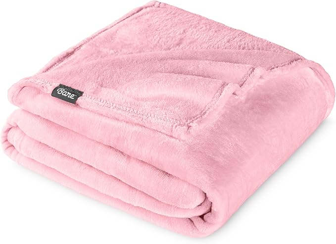 Bare Home Fleece Blanket - King Size - Ultra-Soft Lightweight for Bed, Sofa, and Couch - Luxury Microplush - Cozy Warm Blanket (King, Light Pink)