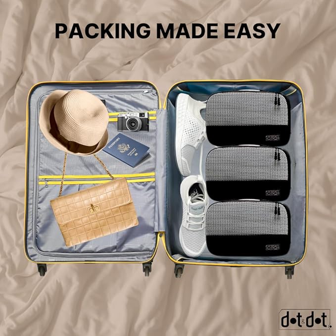 5pc Small Black Packing Cubes for Suitcases - Travel Packing Organizers for Carry on Suitcase - Luggage Cubes set of 5
