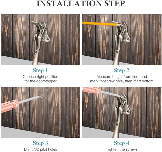 Door Stopper, One-Touch semi-Automatic Metal Door Stopper, with Non-Slip Rubber Tip for Wood, Concrete, Tiled, and Carpeted Floors (4inch x 1pack, White)
