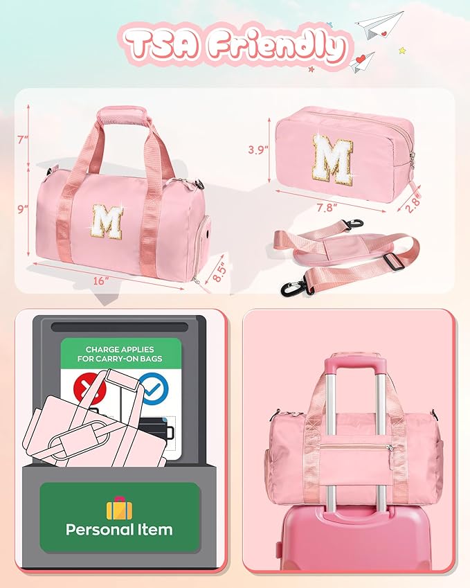 Birthday Gift for Granddaughter-Girl Gym Bag with Shoe Compartment, Kid Personalized Weekender Overnight Bags, Initial Travel Tote with Makeup Pouch, Christmas Gifts for Girls (Letter Z)