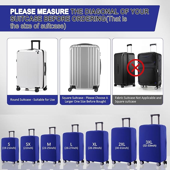 Travel Luggage Cover - Scratch-Resistant Fit 19-31 Inch, Blue, M(24-25 inch)