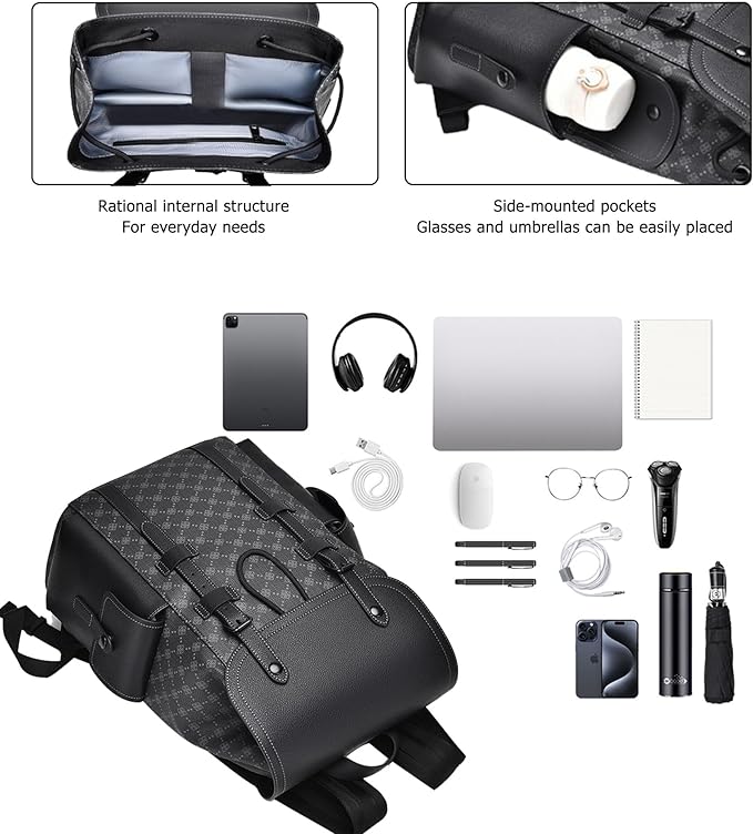 KingTo Laptop Backpack for Men Luxury Anti-Theft Travel Backpack Casual Business Waterproofing Computer Bag (black-1)