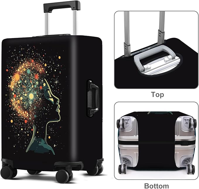 Luggage Cover Washable Suitcase Protector Anti-scratch Suitcase cover Fits 20-34 Inch Luggage (Girl-7, XL(32-34inch suitcase))