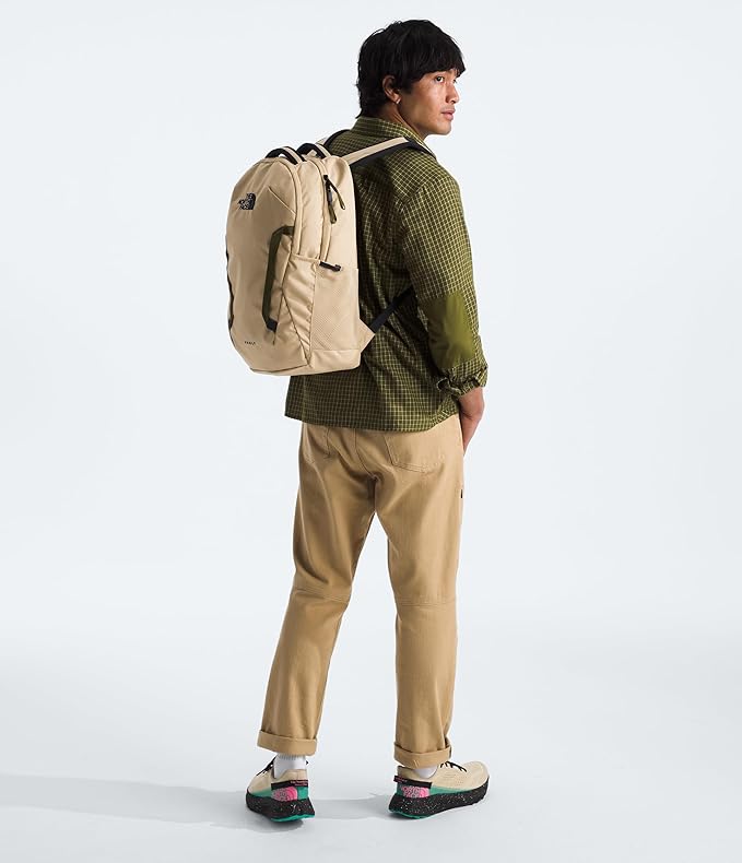THE NORTH FACE Vault Everyday Laptop Backpack | Commuter Travel Bag with Water-Repellent Finish, Spacious Main Compartment, Khaki Stone/TNF Black, One Size