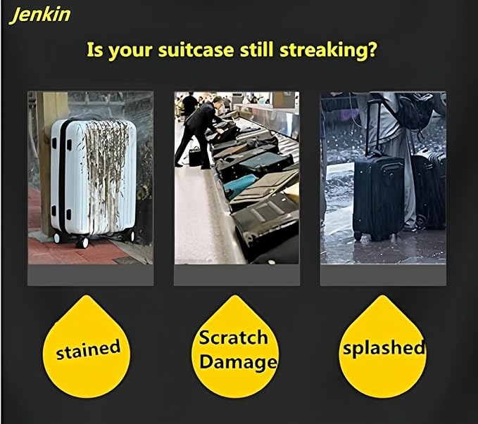 JenKin Luggage Protector Suitcase Cover PVC Waterproof Travel Suitcase Fits Most 20" to 30" (20" (13.8" L x 9.1" W x 20.9" H))