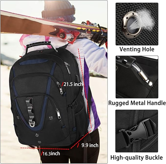 Mogplof 18.4 Laptop Backpack Men Women, 55L Extra Large Laptops Backpack with USB Charger Port,TSA Friendly Flight Approved and RFID Anti-theft Pocket,Water Resistant Suiltable for Traveling&Business