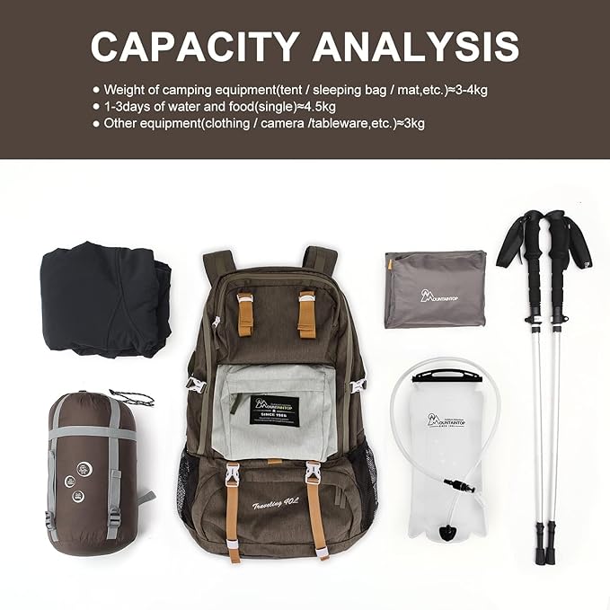 MOUNTAINTOP 40L Hiking Backpack Lightweight Travel Backpack for Men&Women Outdoor Camping Backpacking