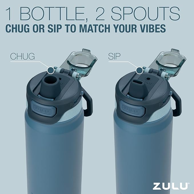 ZULU Powerfill Pro 32oz Stainless Steel Water Bottle with Quick Fill Lid, Triple Walled Vacuum Insulated Metal, Leak Proof Locking Lid, Sip and Chug, Reusable BPA Free, Evergreen
