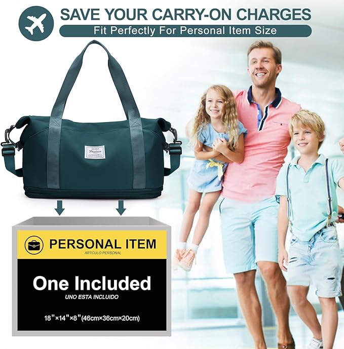 Travel Duffel Bag, Sports Tote Gym Bag, Shoulder Weekender Overnight Bag for Women