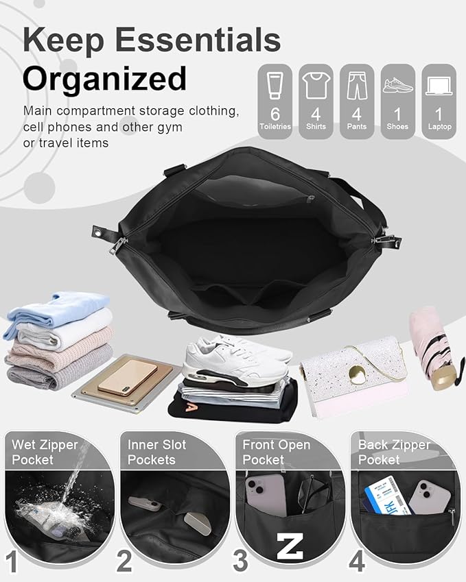 Initial Travel Duffel Bag Sports Gym Bag for Boys Teen Birthday Gifts,Black Personalized Weekender Bag Carry On Tote Bags for Men,Waterproof Overnight Luggage Bag Airplane Travel Essentials(Letter Z)