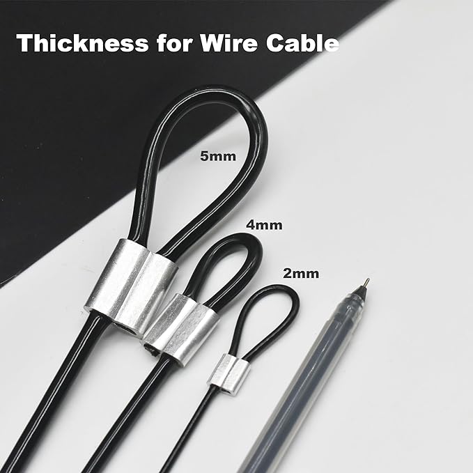5 Pcs 5mm Wire 48 inch Vinyl Coated Stainless Steel Cable with Loops Short Wire Rope Lanyard Lock Security Chain Link for Outdoor Gates, Black(5mm x 48inch)