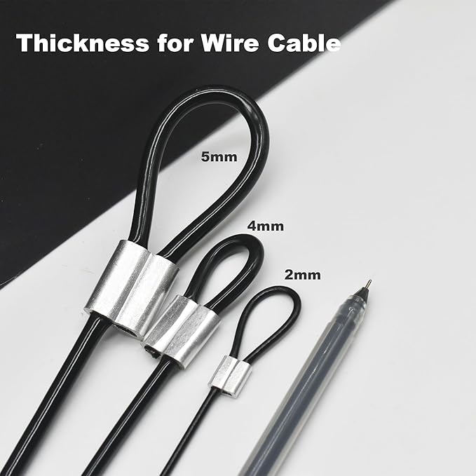 5 Pcs 4mm Wire 48 inch Vinyl Coated Stainless Steel Cable with Loops Short Wire Rope Lanyard Lock Security Chain Link for Outdoor Gates, Black(4mm x 48inch)