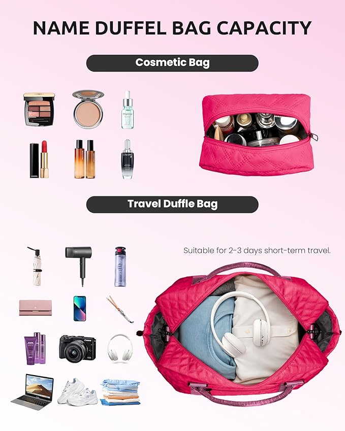 Gifts for College Girls, Gifts for Woman-Initial Travel Bag with Shoe Compartment, Personalized Weekender Bag, Monogram Overnight Bag for Women, Letter Travel Bag with Makeup Bag (Letter G)
