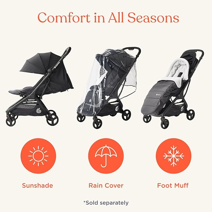 Ergobaby Metro 3 All in One Compact Baby Stroller, Lightweight Travel Stroller, Easy One-Hand Fold for Overhead Airplane Storage (Carries up to 50 lbs), Car Seat Compatible,Graphite Grey