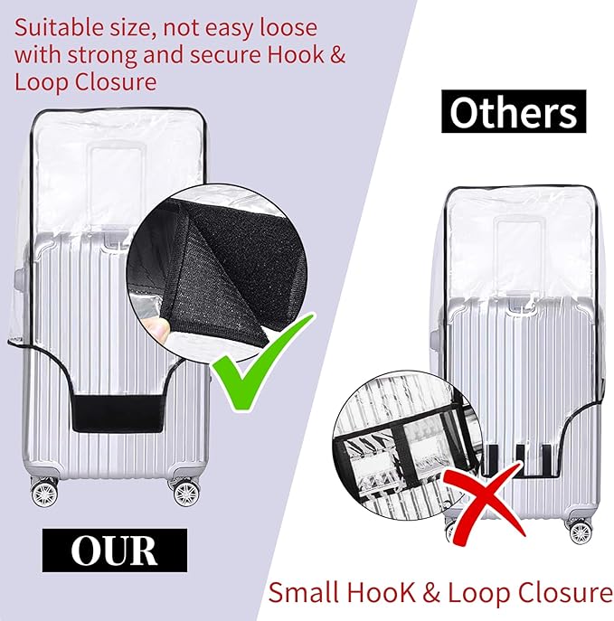 Yotako Clear PVC Suitcase Cover Protectors 24 Inch Luggage Cover for Wheeled Suitcase 24''