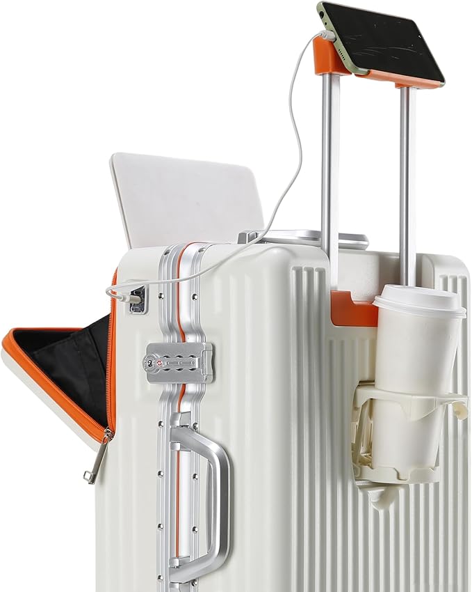 Hard Shell Luggage 26 Inch Travel Luggage, Carry-On Luggage Spinner TSA with Lid, PC+ABS Aluminum Frame，Lightweight Travel Luggage 20'' 24'' 26'' Carry-On (orange, 26 inch)