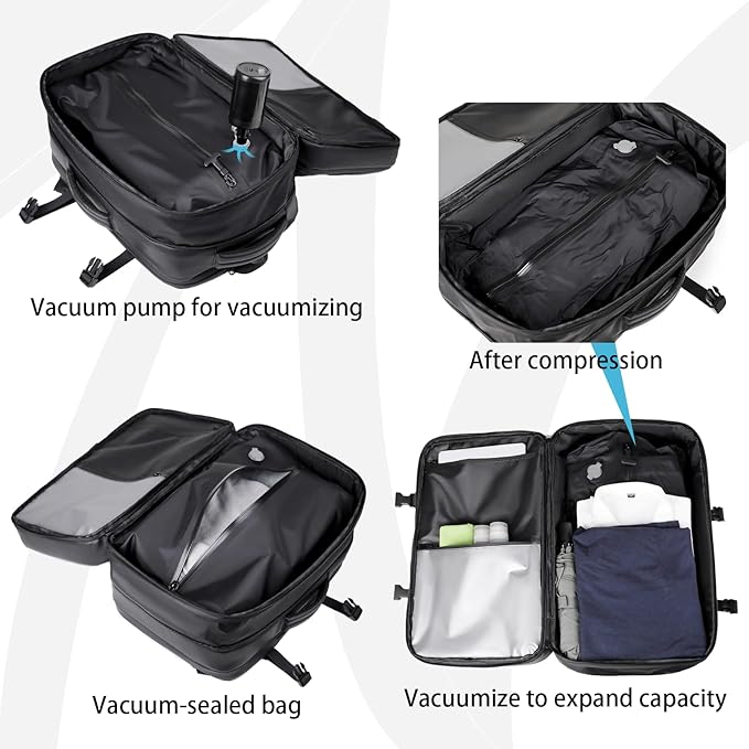 Vacuum-sealed travel computer backpack, Water-Resistant, With vacuum pump, Multiple Compartments, Anti-theft combination lock (Green)