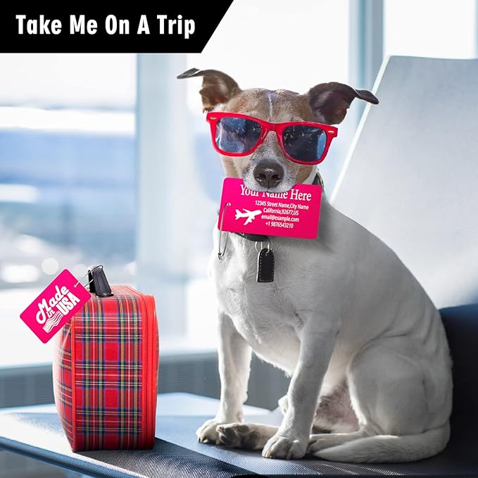 Luggage Tags for Suitcase - Personalized Engraved Metal Tag for Cruise Travel - Custom Name Tags Suitable for Bags and Backpacks(Red)