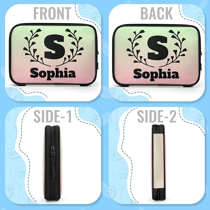 Custom Electronics Organizer Travel Case Personalized Name Initials Cable Charger Cord Tech Organizer Pouch Accessories Bag