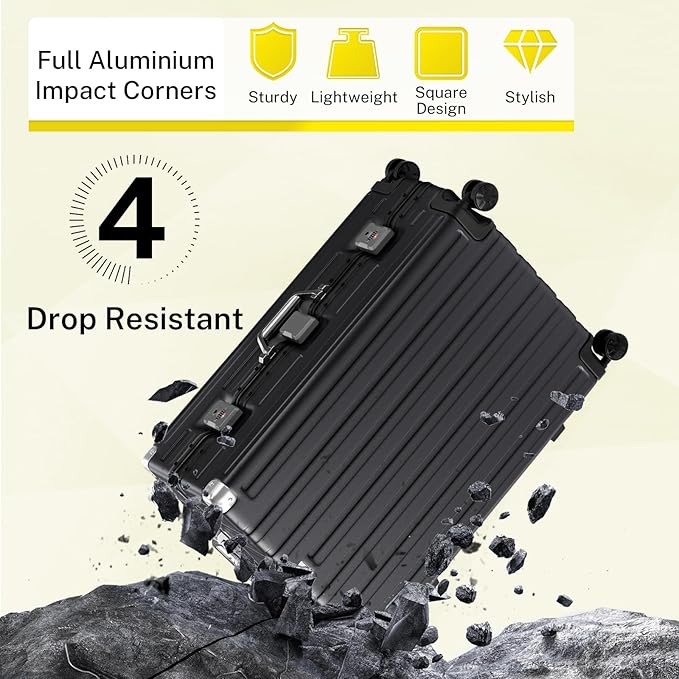 Krute Carry On Luggage 20 inch Aluminum Frame Suitcase with Spinner Wheels No Zipper Hardshell PC+ABS Luggages TSA Lock Zipperless Suitcases