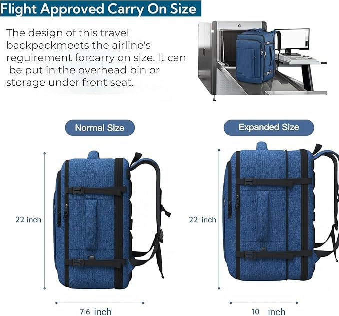 55L Extra Large Travel Backpack for Men & Women, 60L Expandable Big Capacity For Airplanes, Travel Gifts for Men Women, Carry On Backpack Fits 18.4 Inch Laptop, Luggage Suitcase Daypack Bag, Blue