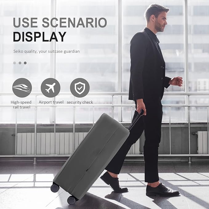 Travel Luggage Cover Suitcase Protector Scratch-Resistant Fit 19-31 Inch Suitcase, Not Included Suitcase (Slate Gray, S(19-21 inch))