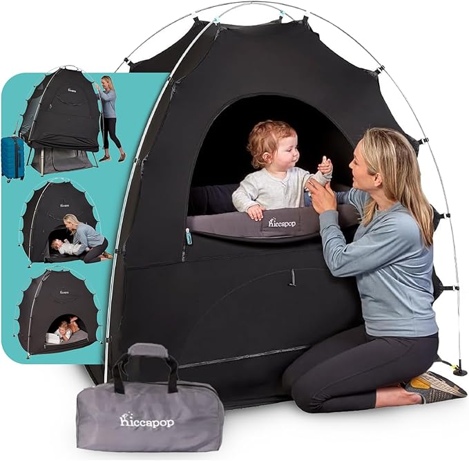Hiccapop Daydreamer Blackout Tent for Pack and Play, Patented Portable Crib Tent, Blackout Canopy Crib Cover, Sleep Pod for Kids