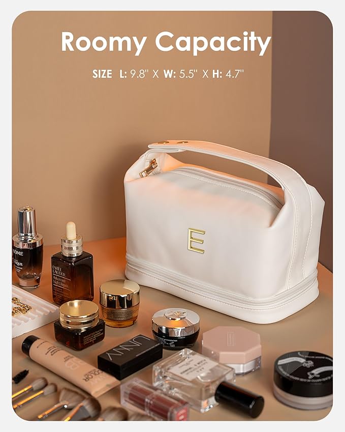 Bridal Party Gifts-Personalized Makeup Bags with Handle, Layer Cosmetic Bag, Travel Toiletry Bag with Makeup Brush Organizer, Graduation Gifts for Girls, Teen Girl gifts Trendy Stuff
