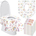 50 Packs Disposable Toilet Seat Covers Extra Large Individually Wrapped for Kids and Adults, Portable Non Slip Waterproof Potty Seat Covers for Toddlers Potty Training, Travel (Rainbow)